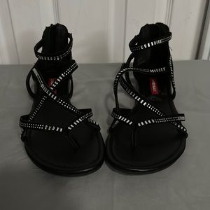 Black with jewels flat sandals